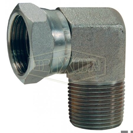 Dixon Swivel Nut Elbow, 3/4-14 x 1-11-1/2 Nominal, Female NPSM x MNPT, Steel, Domestic 1501-16-12